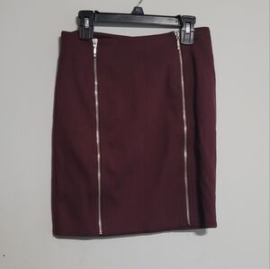Womens Forever 21 Mini Skirt Sz M 27 Maroon Zip Sexy Dark Academia Wine Burgundy